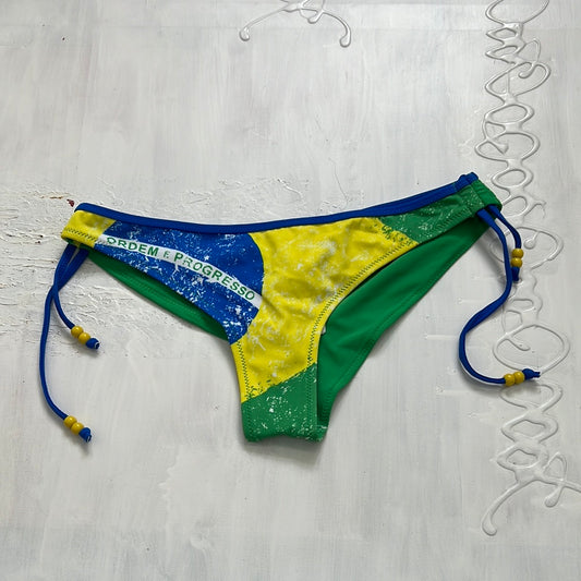 💻‼️ | green and yellow brazil ruched bikini bottoms