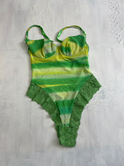 BRITISH SUMMER GIRL DROP | small green and yellow mesh bodysuit