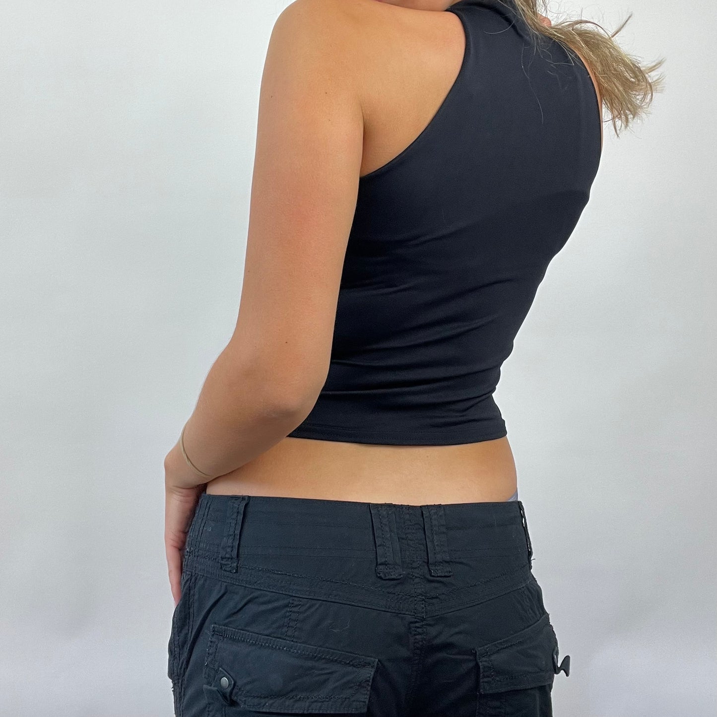 POSH AND BECKS DROP | small black and silver graphic high neck top