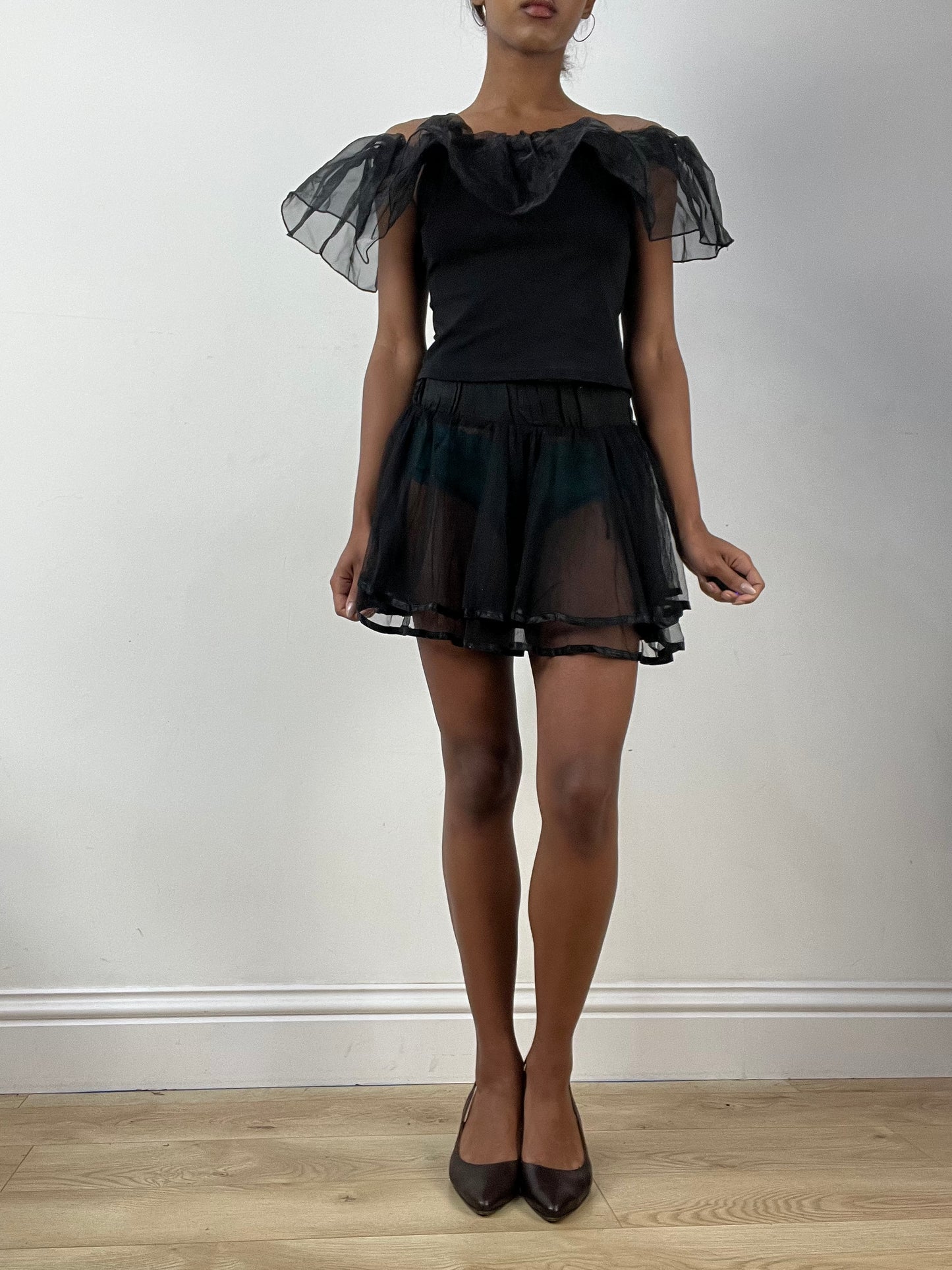 BEST PICKS | small black top with tulle neck detail