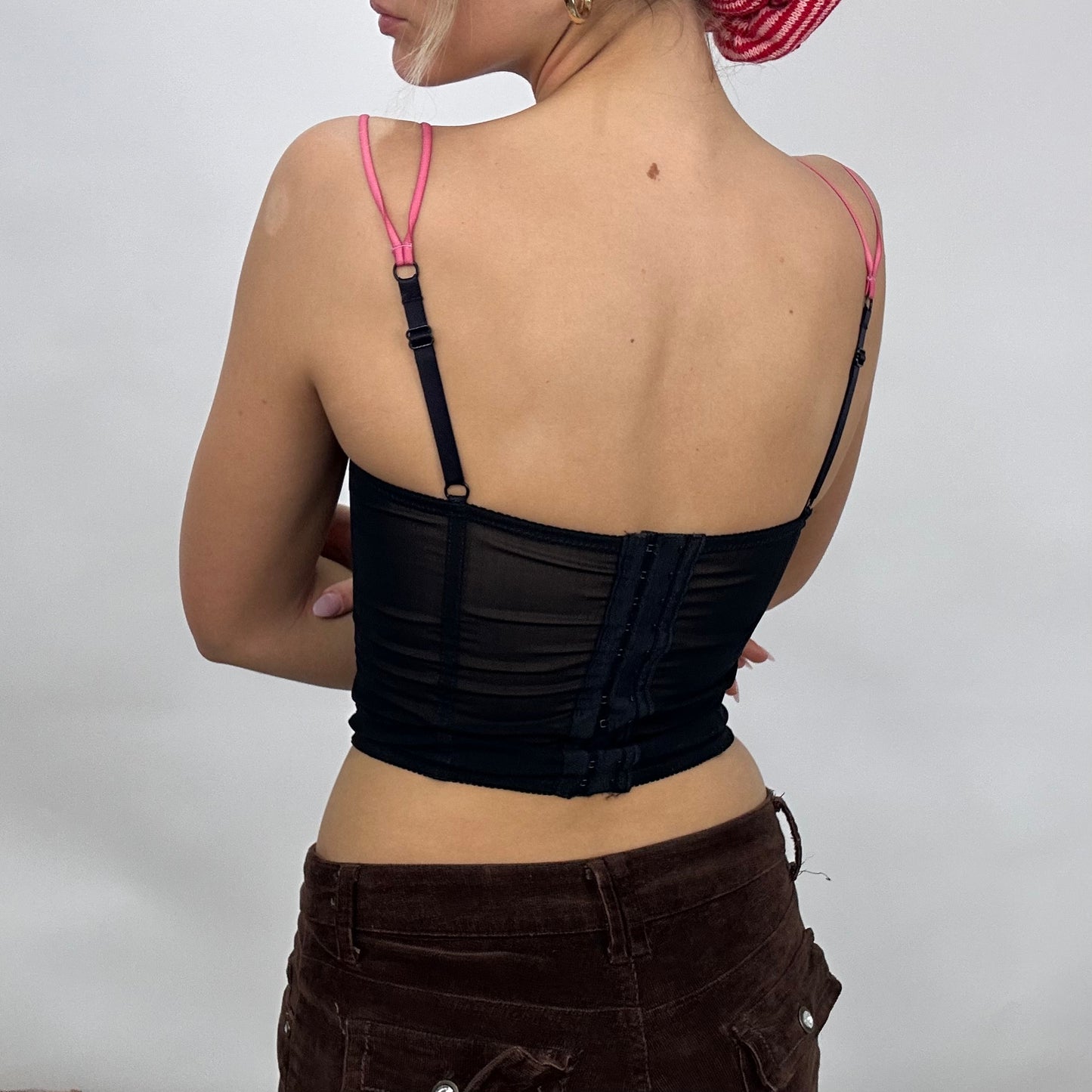 💚 💻 SUMMER ‘IT GIRL’ DROP | xs black lace up front corset with purple pink broderie details