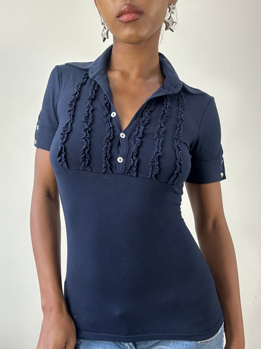 טופ ⁨intimissimi⁩ עם שרוולים קצרים – כחול כהה – מידה ⁨xs⁩ – ⁨best picks⁩