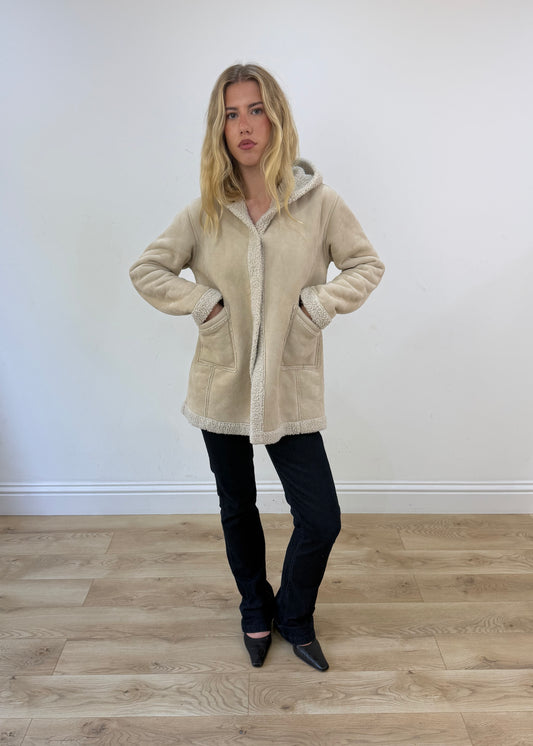 medium cream shearling coat