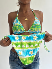 BEST PICKS | medium blue and green embroidered bikini set