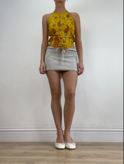 💻‼️ yellow halterneck backless top in paisley print
