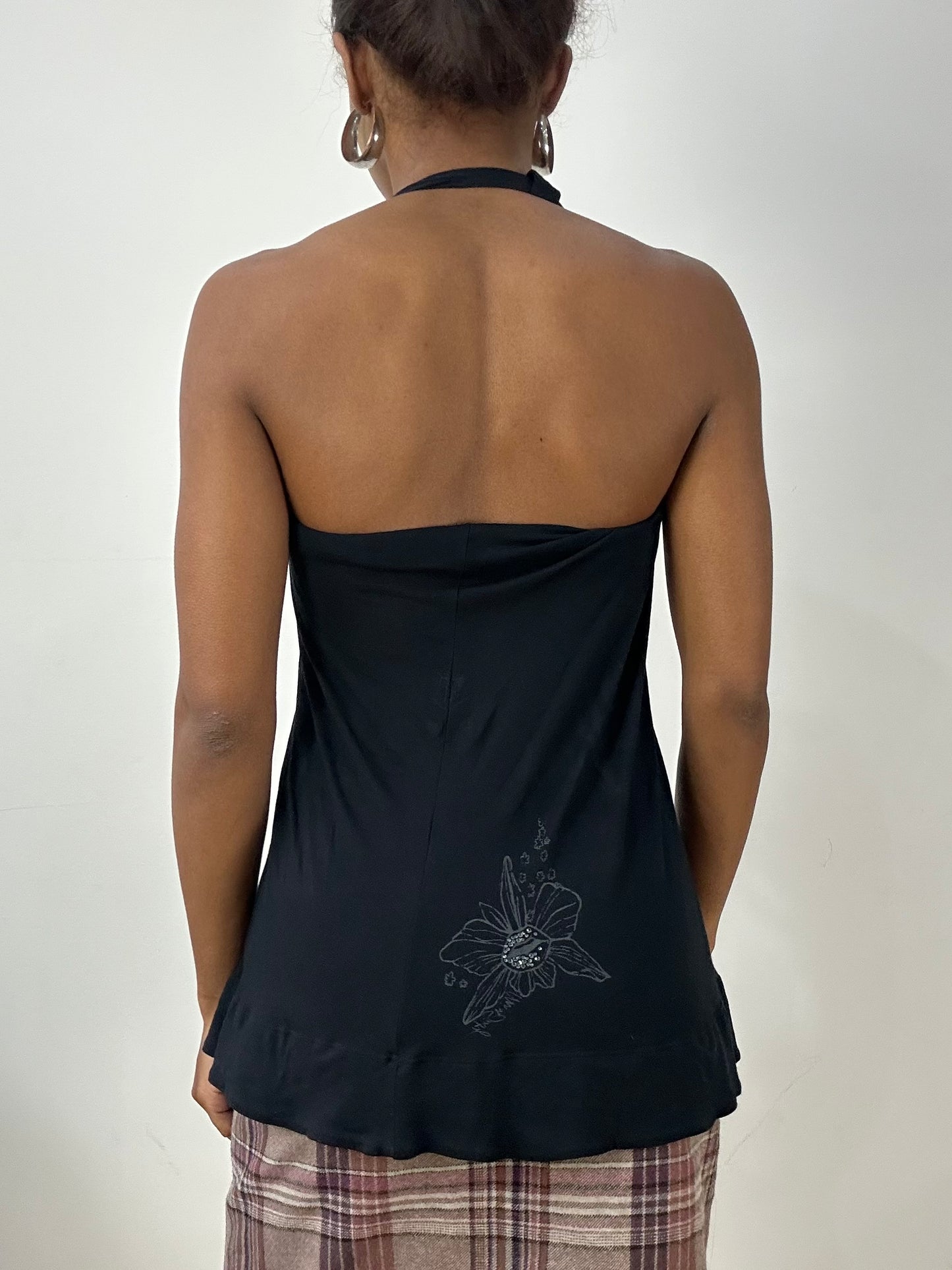 vintage edit: halloween | extra small black miss sixty draped halterneck top