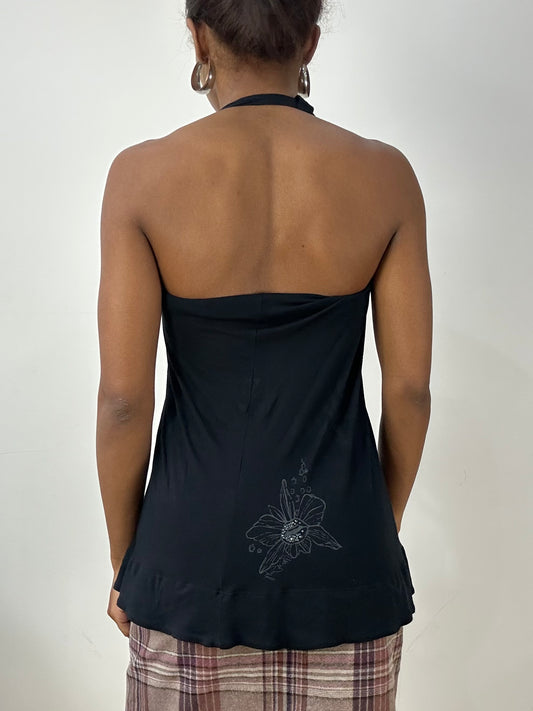 vintage edit: halloween | extra small black miss sixty draped halterneck top