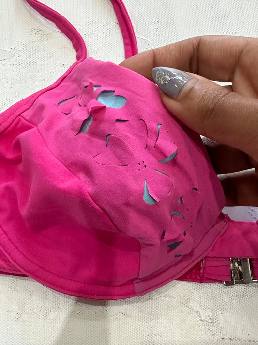 spring edit | small pink floral cutout bikini top