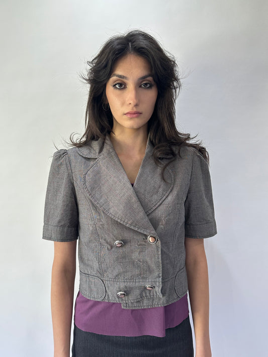 devil wears prada | small grey cropped peacoat style top