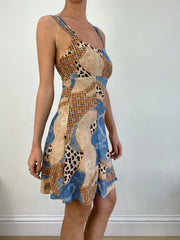 BEST PICKS | small brown and blue patchwork style dress