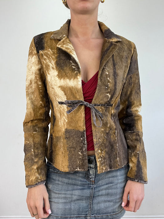vintage edit twenty | small brown faux fur animal print pony print jacket