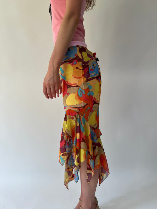 SATC drop | falda midi grande con estampado multicolor