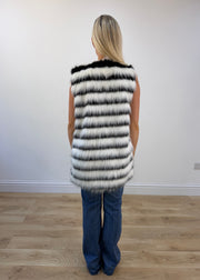 medium white and black faux fur gilet