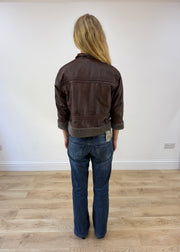 small brown faux leather jacket