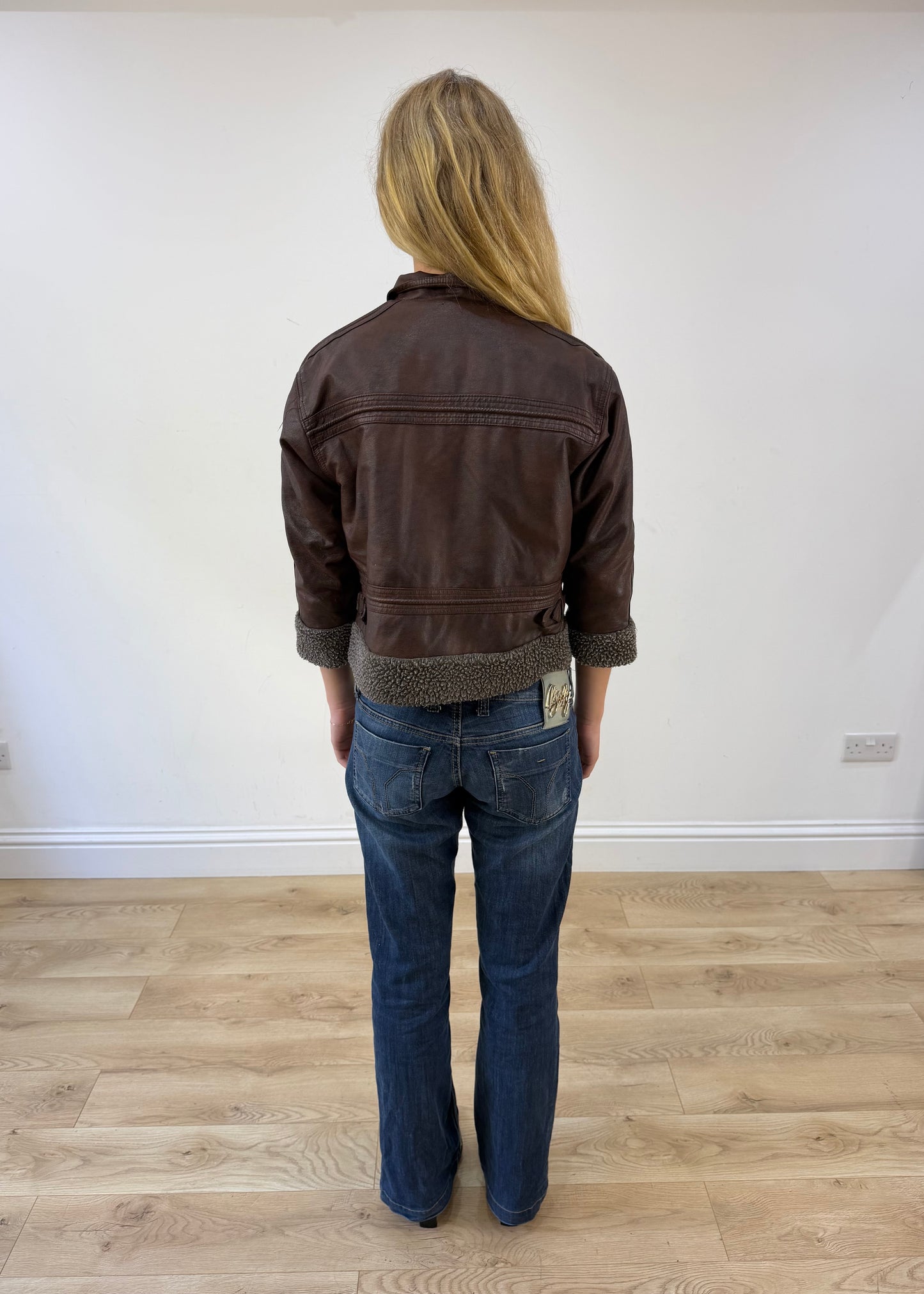 small brown faux leather jacket
