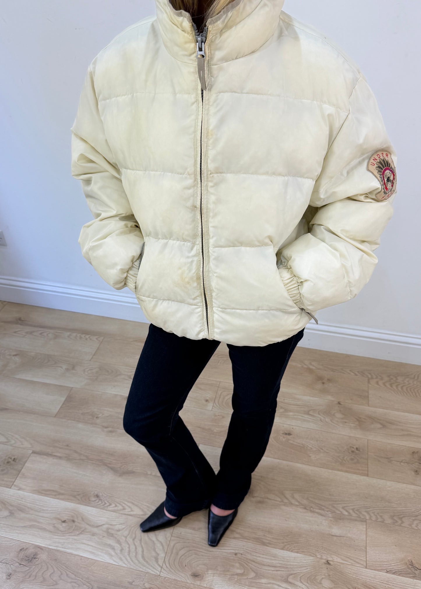large cream puffer coat