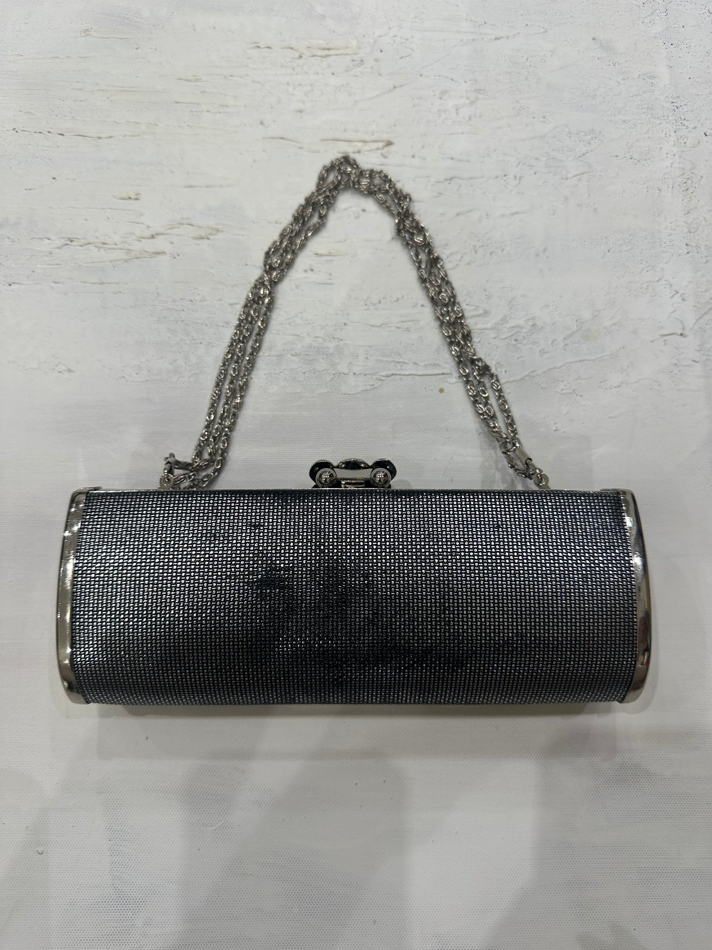 wedding guest drop | silver clutch chain bag