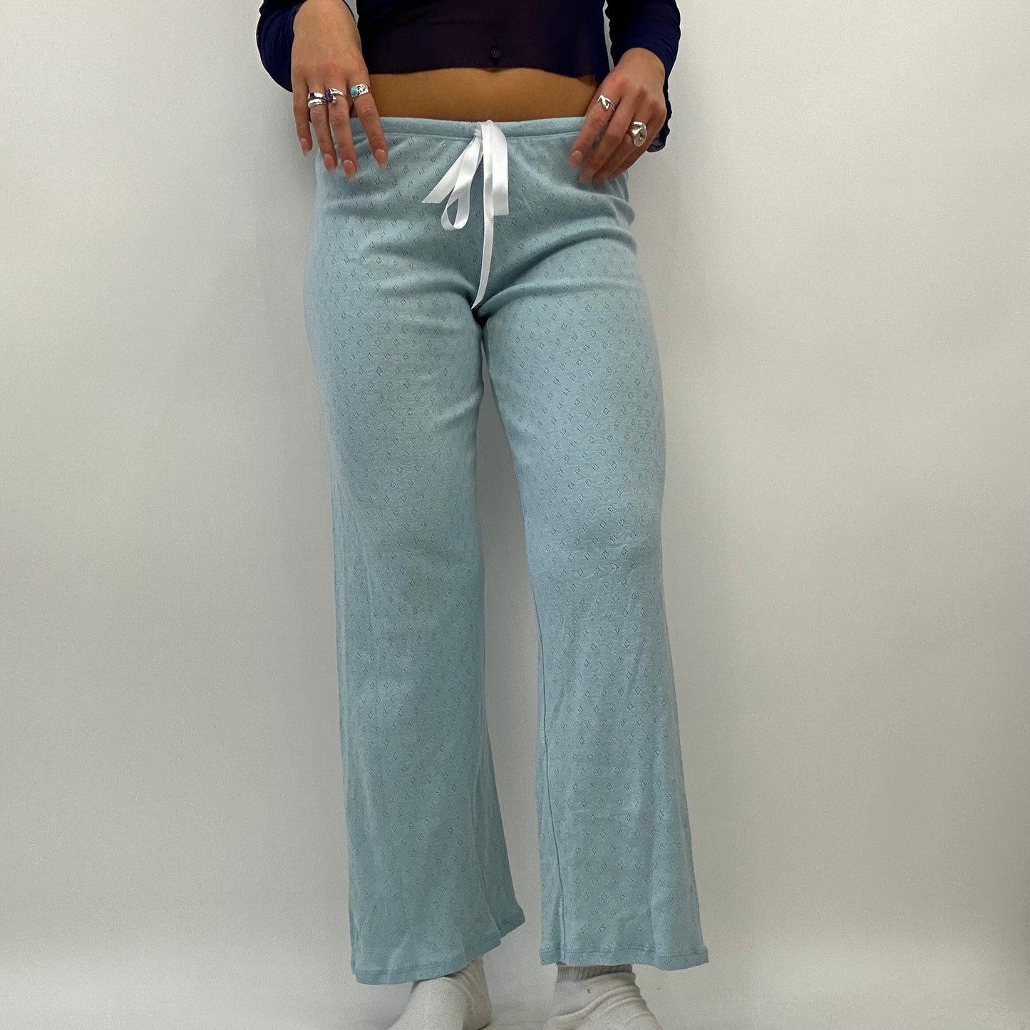 #106 SAMPLE SALE | extra small baby blue pointelle trousers