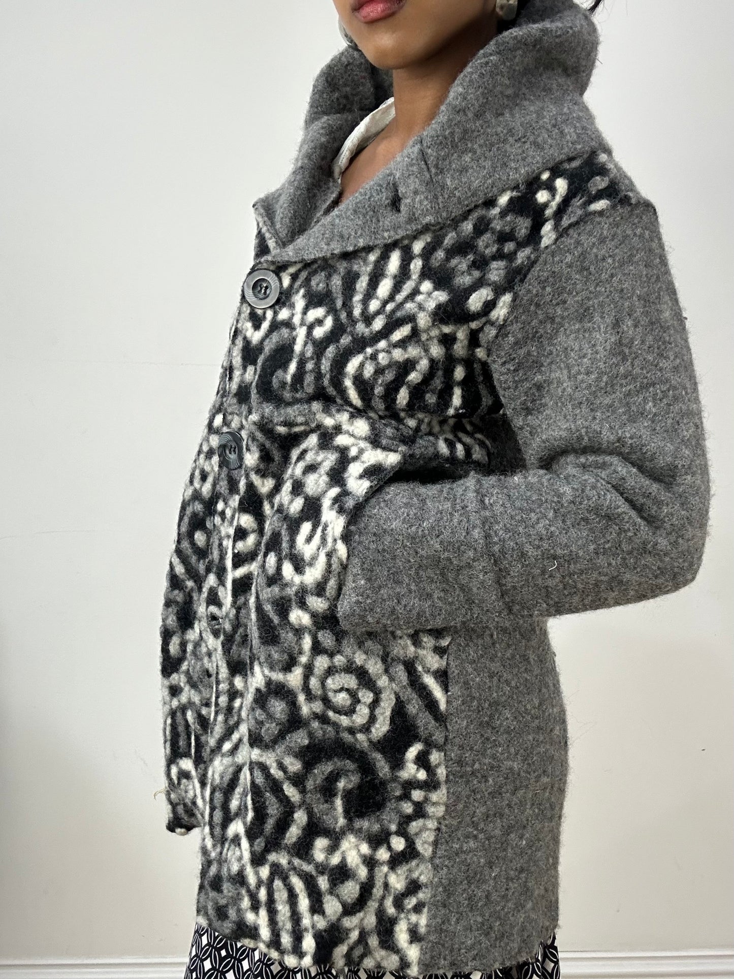 vintage edit: halloween | small grey and white wool jacket