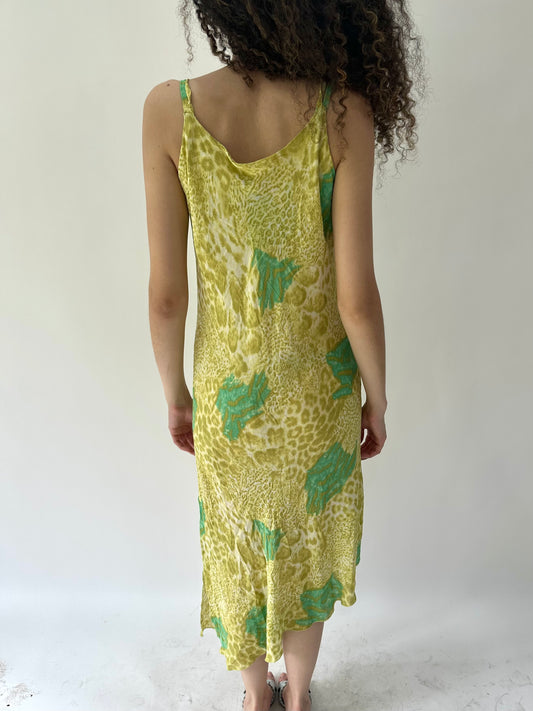 festival drop | medium green patterned mesh overlay midi dress