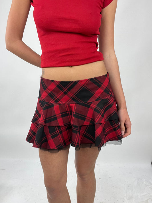 💚 TAYLOR SWIFT DROP | medium red tartan layered mini skirt