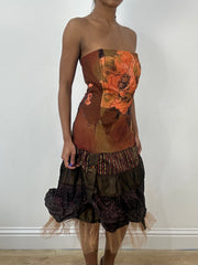BEST PICKS | medium brown bandeau midi dress with floral print