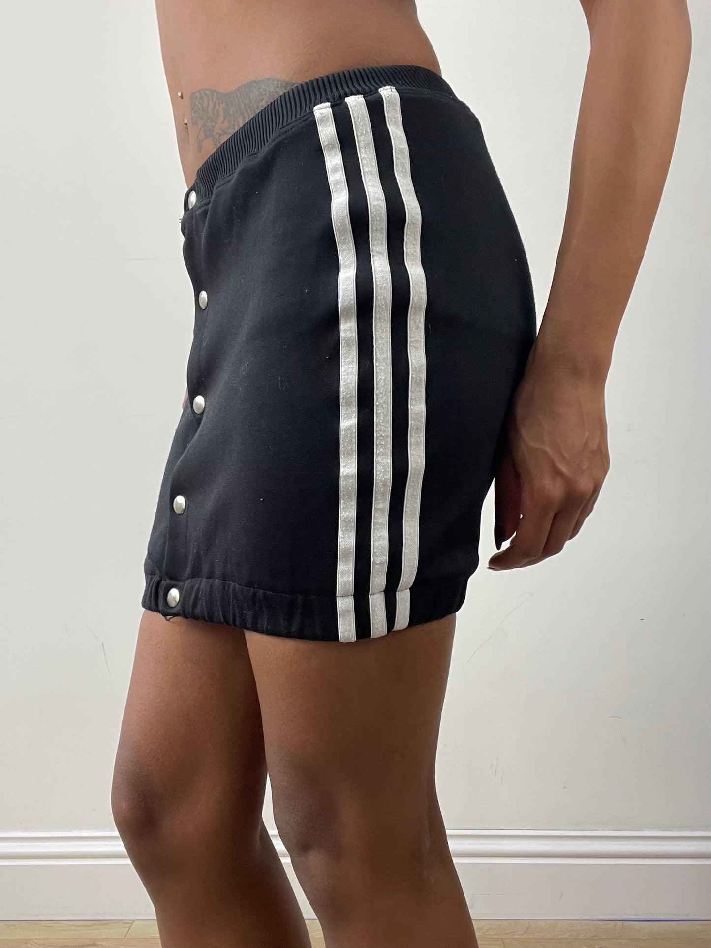 athleisure edit | extra small black adidas button up mini skirt