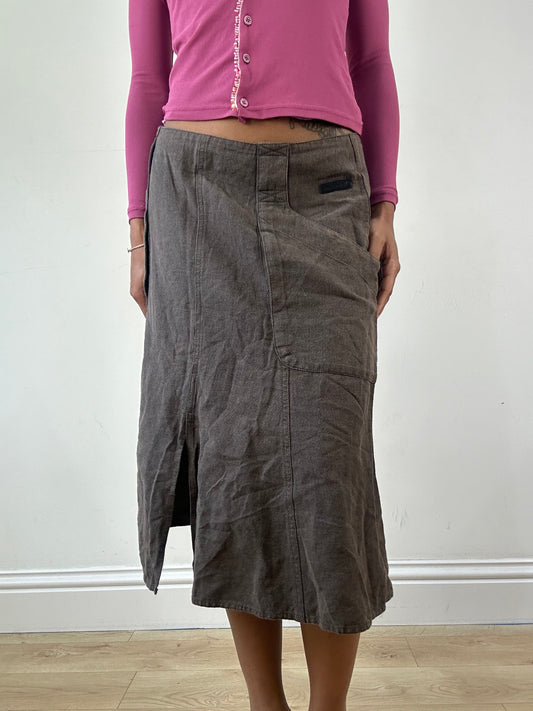 vintage edit twenty-one | medium brown marlboro classics midi skirt