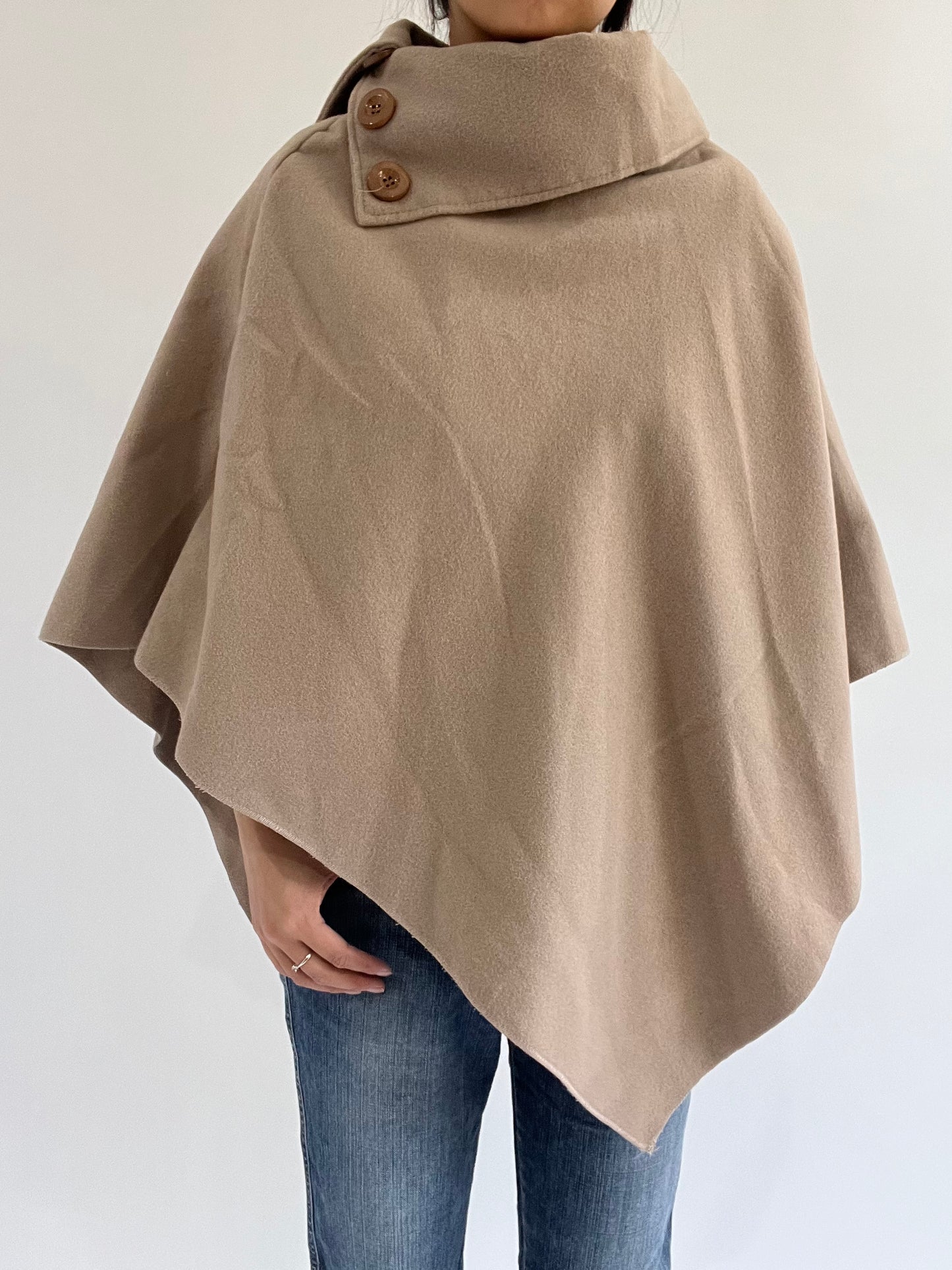 autumn picks | one size khaki button detail cape coat