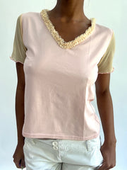 french summer drop | taille: M/L · couleur: rose · article: haut · détails: col V