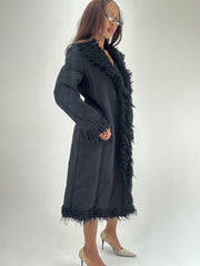 WINTER FAVOURITES | الوسوم السوداء الأفغانية القميص مع faux fur trim