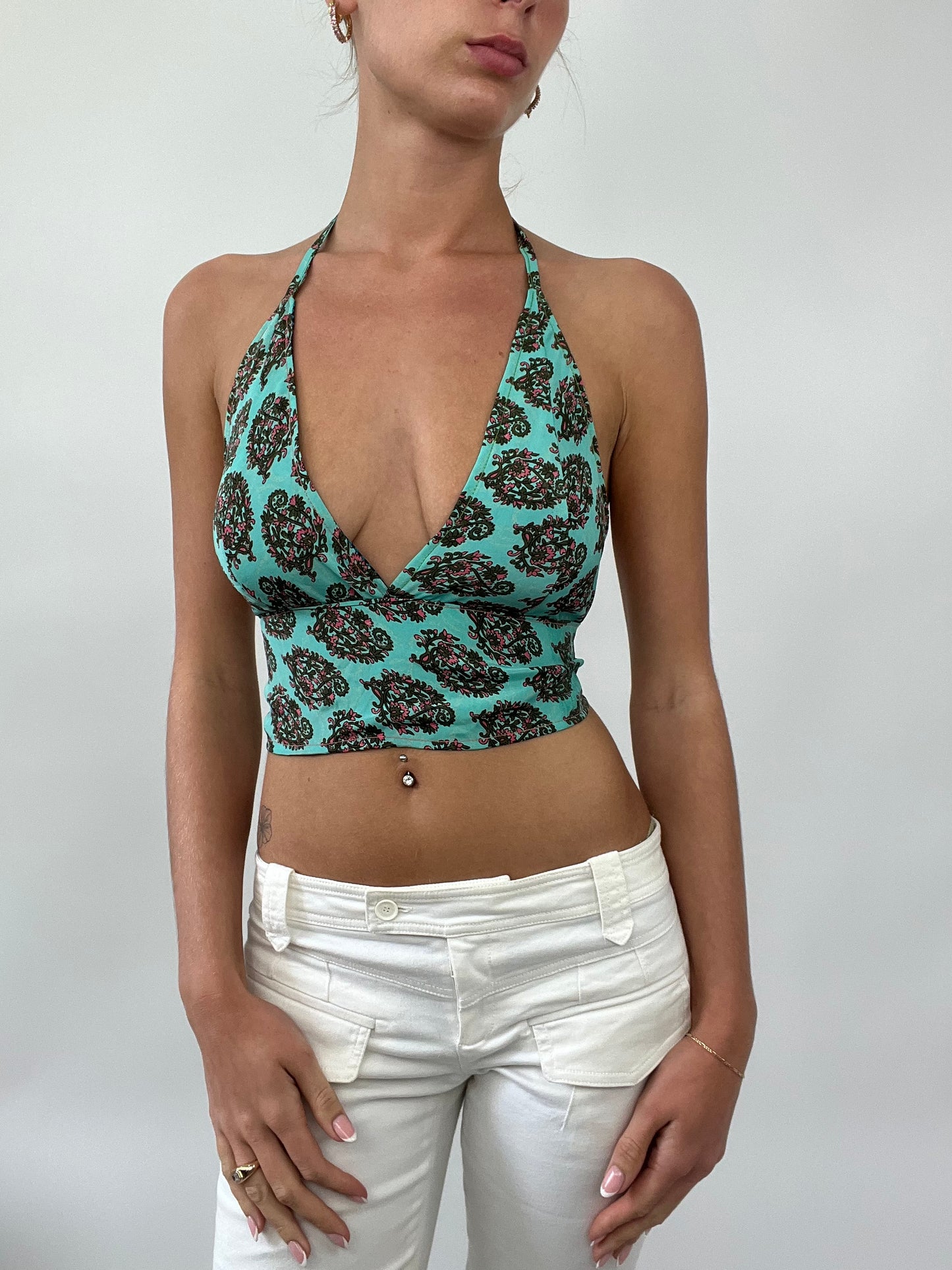 PALM BEACH DROP | small blue reversible halterneck top