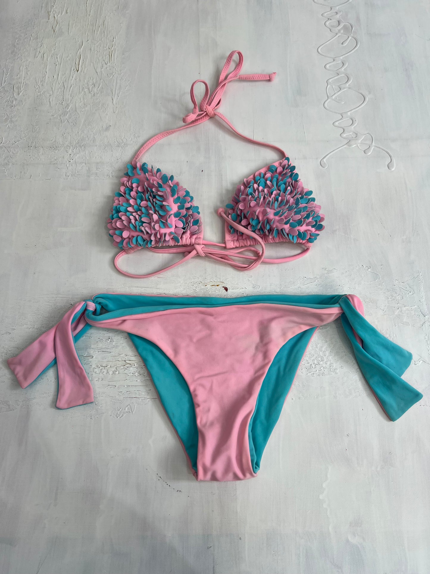 vintage edit thirty | small blue and pink bikini set