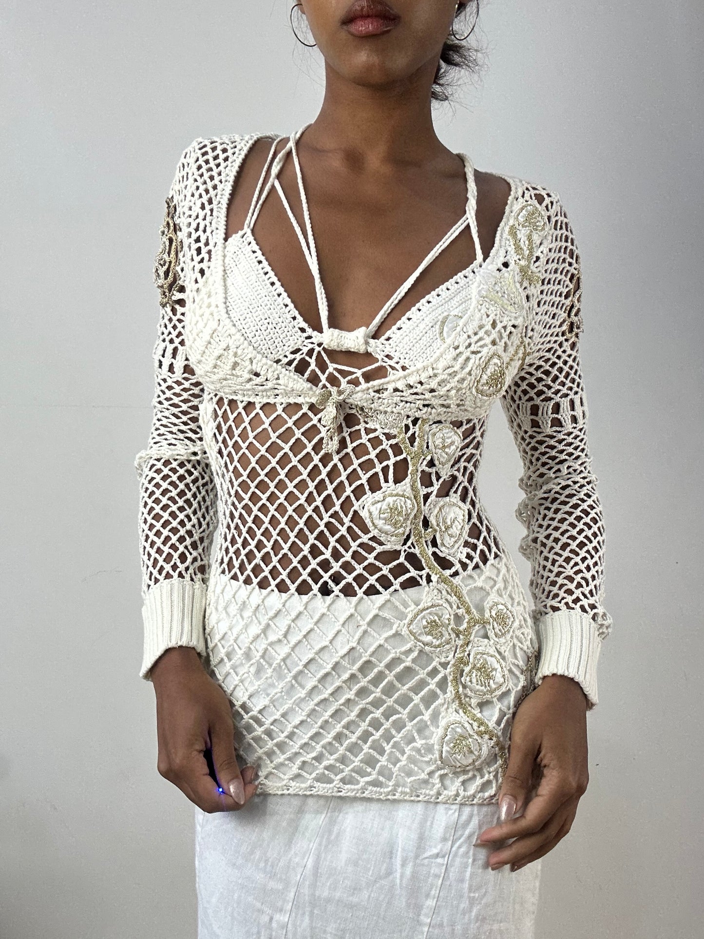BEST PICKS | extra small white crochet cami and bolero set