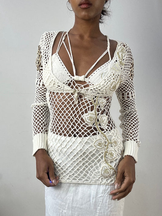 BEST PICKS | extra small white crochet cami and bolero set