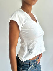 summermaxxing drop | small white blue co short sleeve top