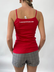 SUMMER SOLSTICE DROP | small red cami with ‘i love argentario divers’ spell out