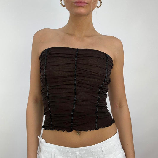 * vente d’échantillons | taille: S · couleur: chocolat + marron · article: haut bandeau · détails: sofia