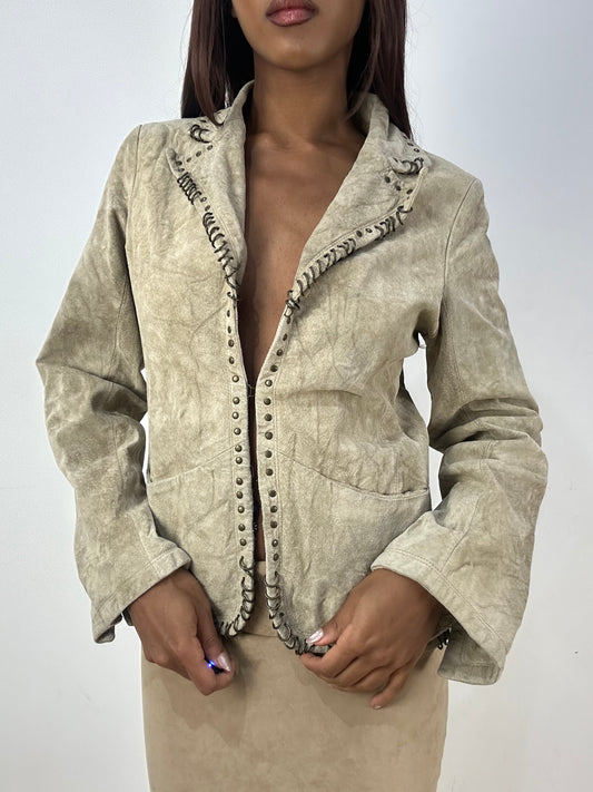 vintage edit thirty-three | medium beige suede style blazer jacket