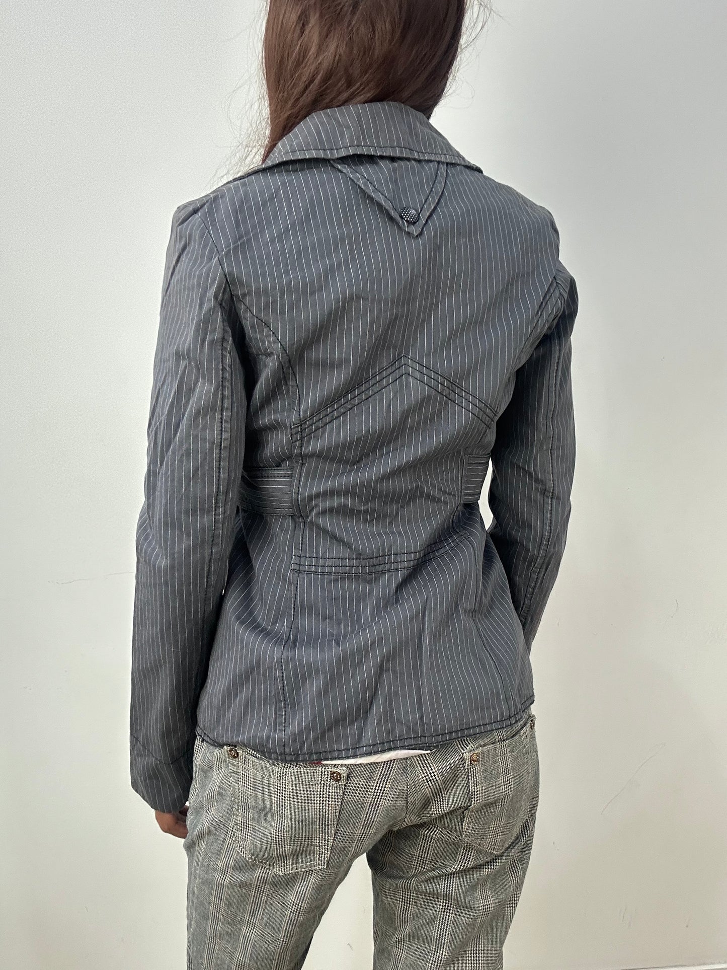 vintage edit thirty-three | small grey diesel pinstripe blazer jacket