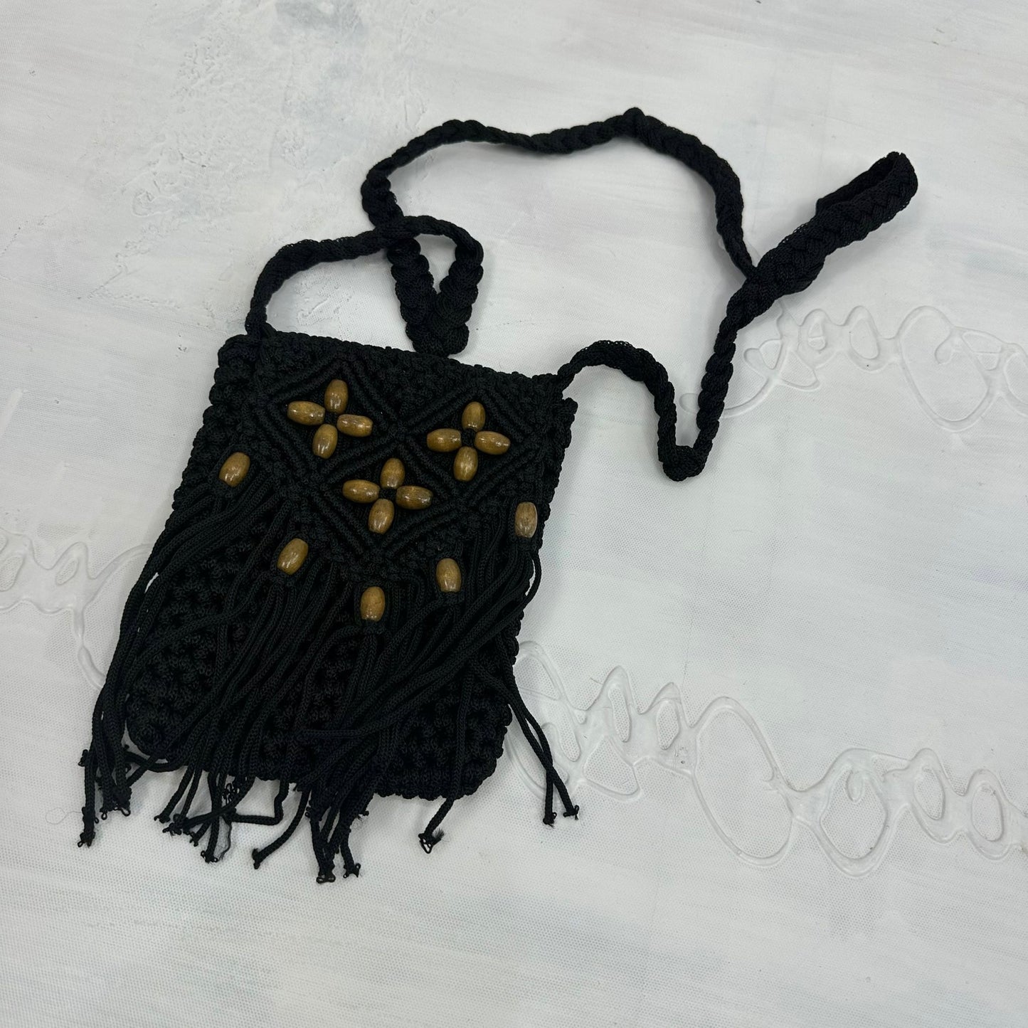 ETHEREAL GIRL DROP | black beaded crossbody bag