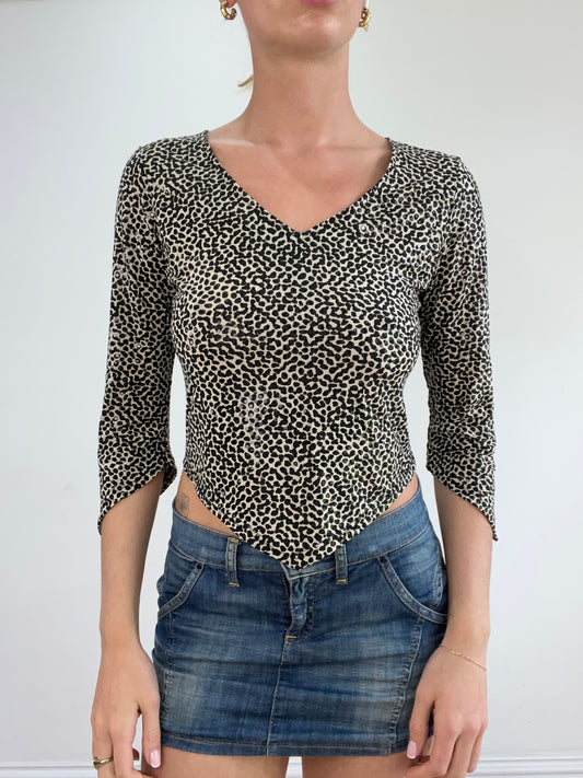 vintage edit twenty-two | small brown and black pimkie 3/4 sleeve top