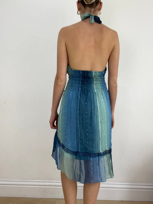 vintage edit twenty eight | small blue two tone halterneck dress