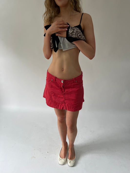 SATC drop | medium red denim mini skirt