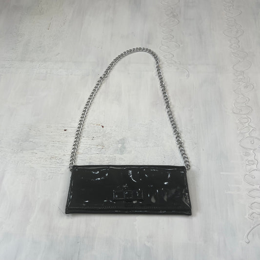 PROM SEASON DROP | black shoulder bag with silver strap