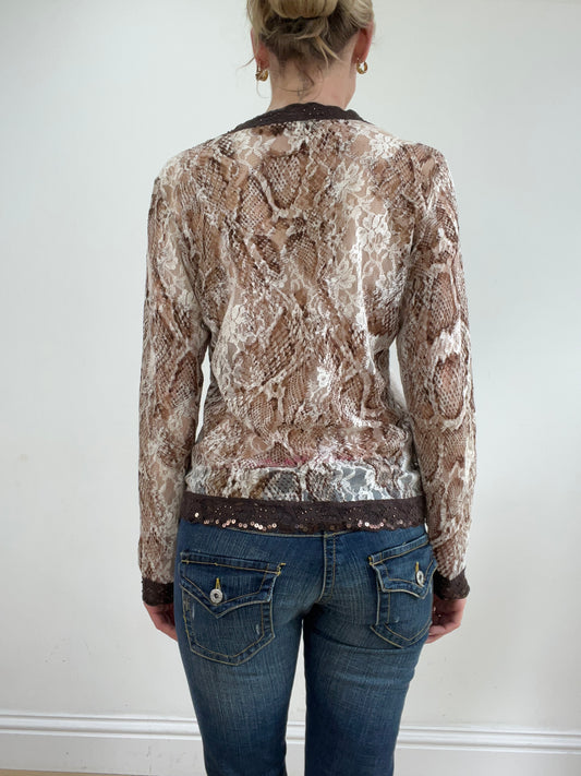 💻💚vintage edit twenty-four | medium brown and white lace cardigan