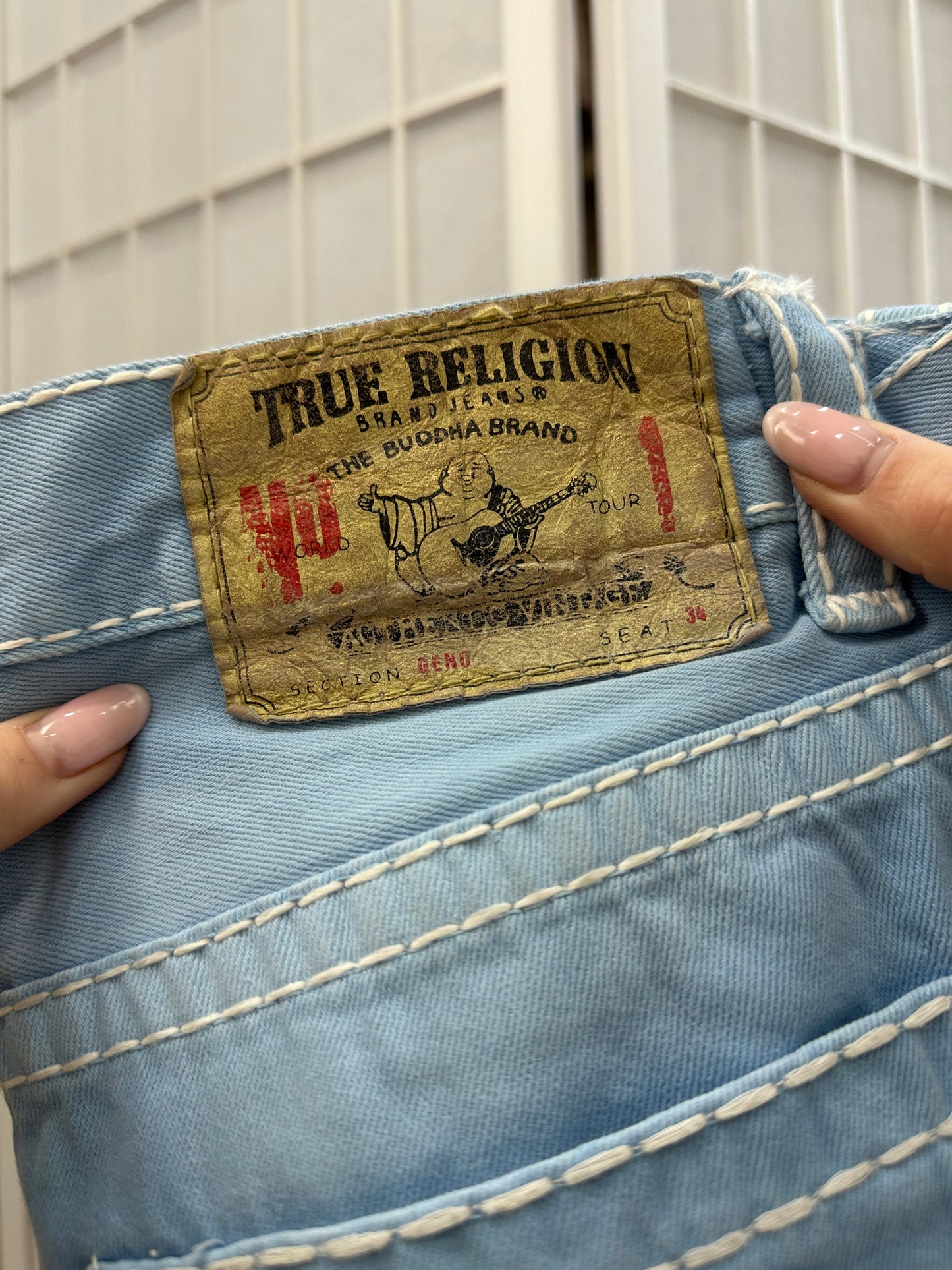 vintage edit ten | medium baby blue true religion jeans