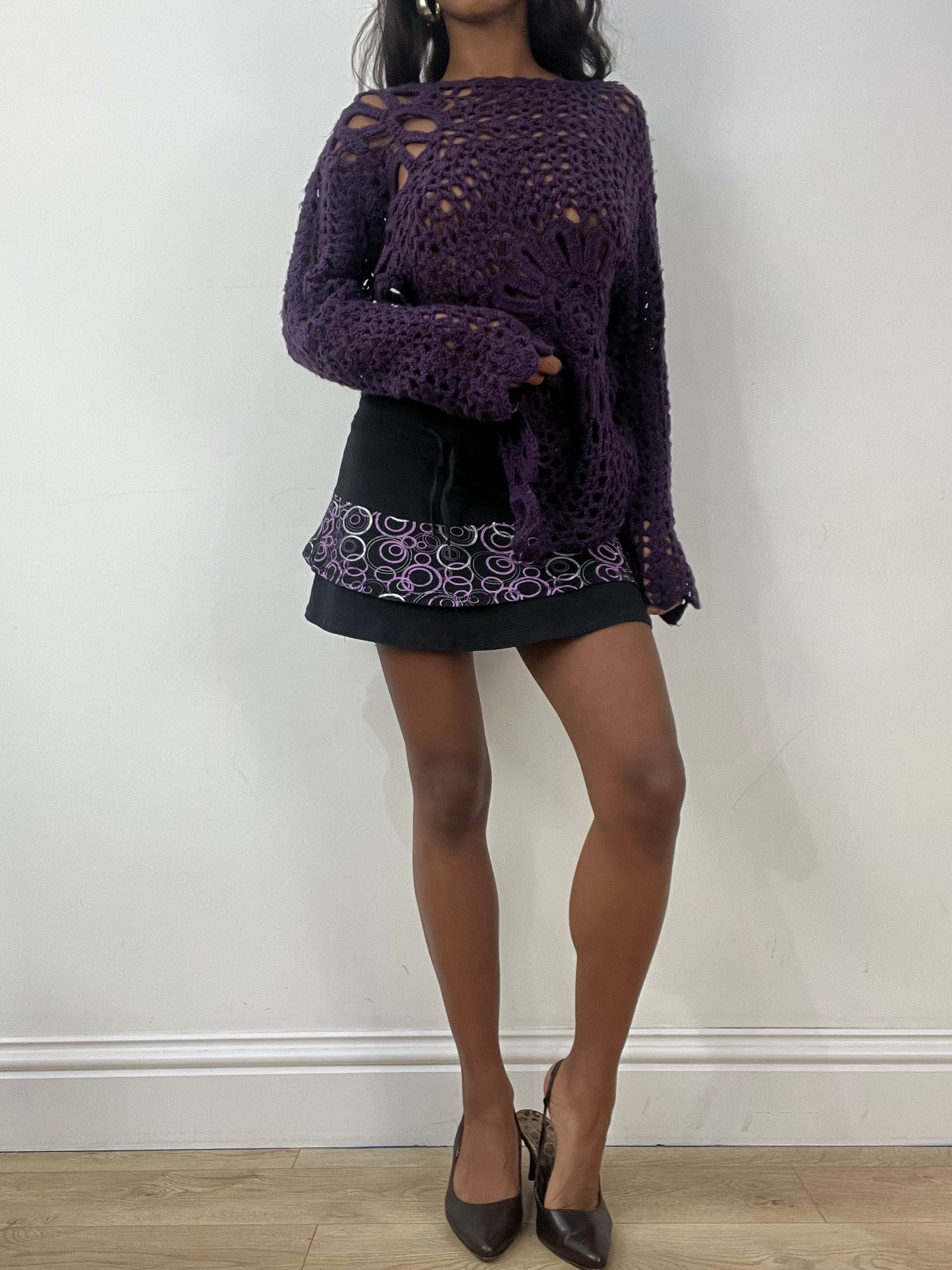 BEST PICKS | extra small black and purple tiered mini skirt