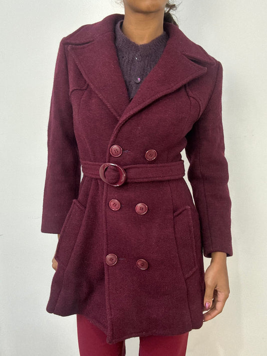 BEST PICKS | small burgundy button up trench coat