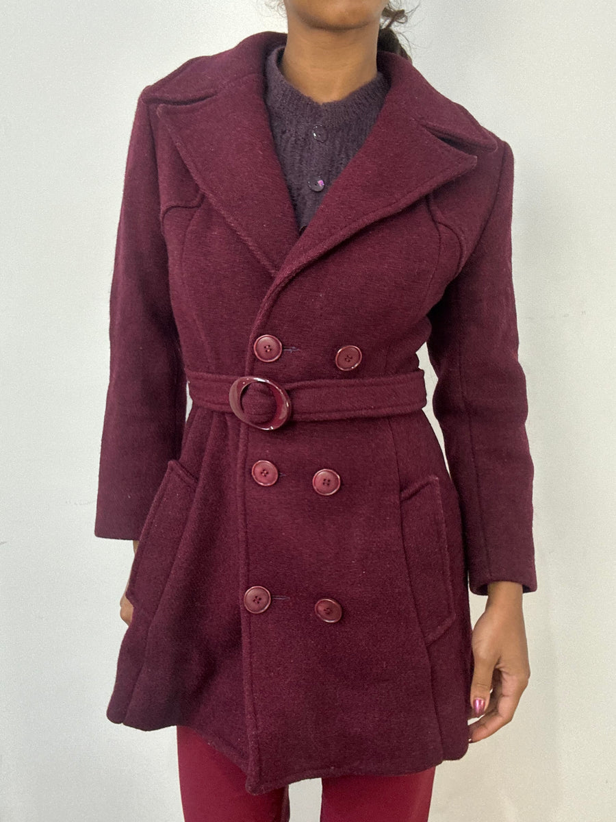 BEST PICKS | small burgundy button up trench coat